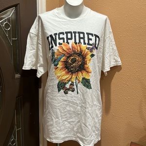 Doma inspired white sunflower men’s short sleeve t-shirt